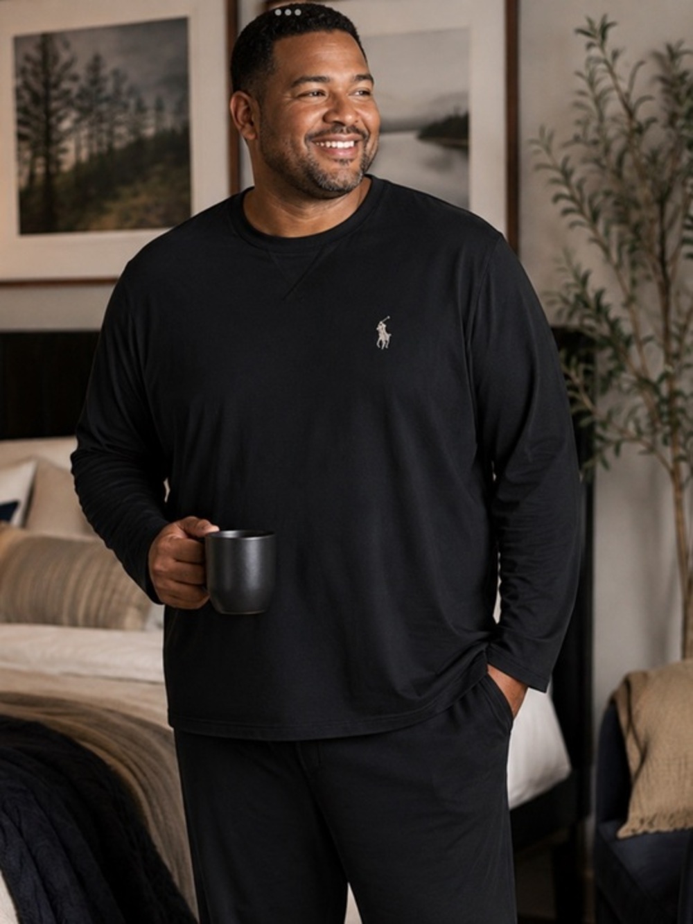 Polo by Ralph Lauren Sleepwear Black Crew Neck Shirt in 4Xt